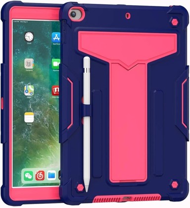 NIKCORP Oklopna maska za iPad 9/8/7 10.2" s postoljem i držačem za olovku, roza